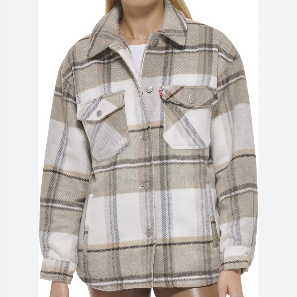 Levi's Flannel Jacket in Gray and Cream